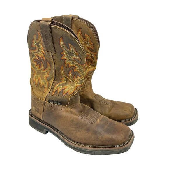 Justin Men’s Pull-On Driller Soft Toe Western Work Boots SE4689 Brown Size 9.5EE - Picture 1 of 8